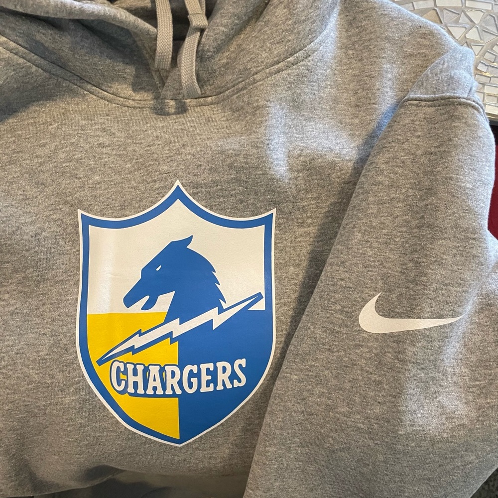 Men's Nike authentic Chargers 3XL gray hoodie